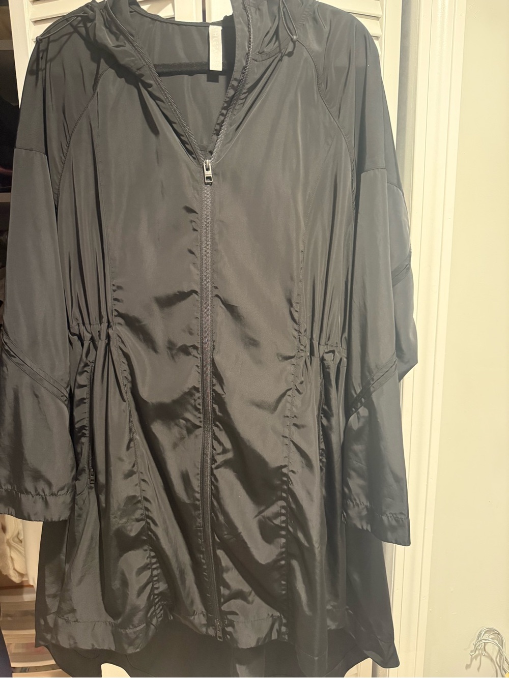 Athleta Black Longline Hooded Lightweight Windbreaker